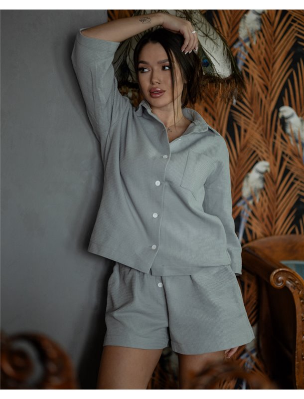 Піжамний костюм "Valentina" світло-сірий 3554 QC фото - Luxbikini