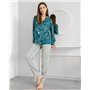 Домашній костюм з шовку Carmen на ґудзиках Смарагдовий 2232 QC фото - Luxbikini