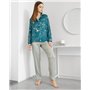 Домашній костюм з шовку Carmen на ґудзиках Смарагдовий 2232 QC фото - Luxbikini
