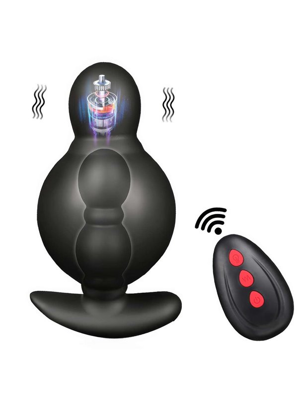 Анальний розширювач з вібрацією та автонадуванням Adorime 10 режимів з дистанційним керуванням 3,7-8,5 см Чорний X00001244 Ch...