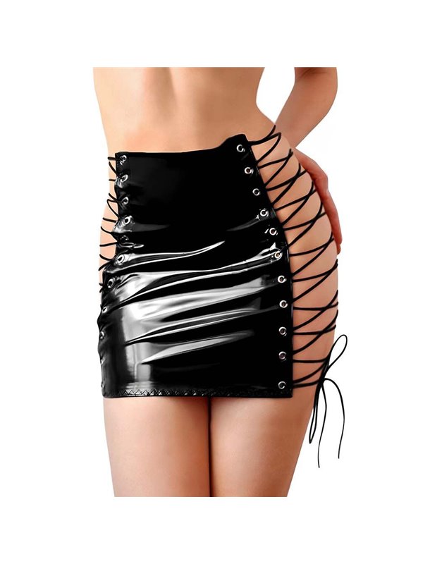 Лакована спідниця на шнурівці Art of Sex - Molly, колір чорний, XS-M SX3441 Art of Sex (Україна) фото - Luxbikini