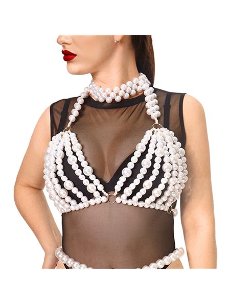 Ліф з перлин Art of Sex - Jasmine, колір білий, розмір XS-2XL SX3446 Art of Sex (Україна) фото - Luxbikini