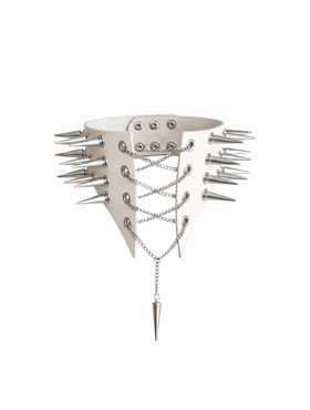 Чокер комір з шипами Art of Sex - Ariadne, натуральна шкіра, колір білий, XS-M SX3448 Art of Sex (Україна) фото - Luxbikini