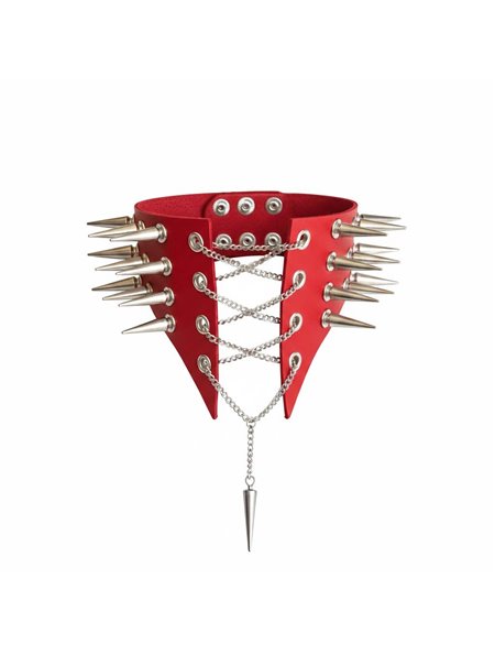 Чокер комір з шипами Art of Sex - Ariadne, натуральна шкіра, колір червоний, XS-M SX3449 Art of Sex (Україна) фото - Luxbikini