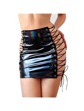 Лакована спідниця на шнурівці Art of Sex - Molly, колір чорний з ефектом голограми, L-2XL SX3456 Art of Sex (Україна) фото - ...