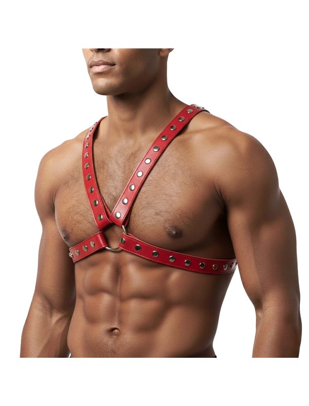 Чоловіча портупея Art of Sex - Spartacus, екошкіра, колір червоний, розмір L-2XL SX3460 Art of Sex (Україна) фото - Luxbikini