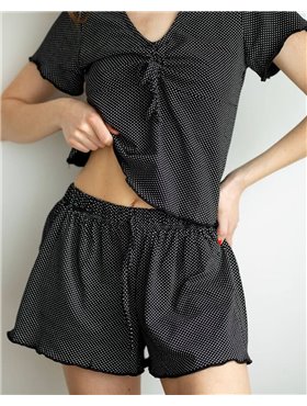 Піжама "Flowers" чорно-білий горох