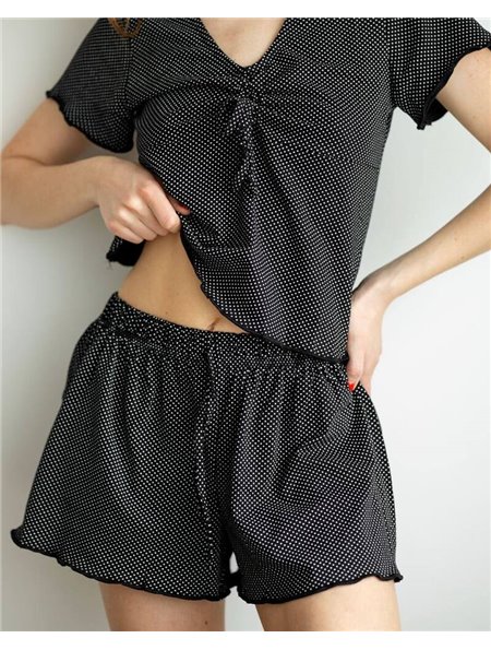 Піжама "Flowers" чорно-білий горох