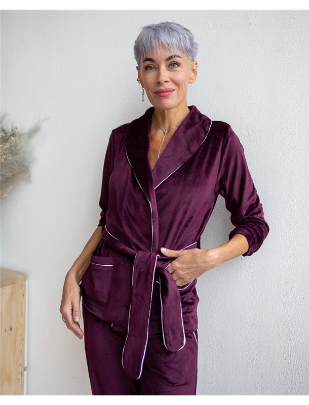Піжама велюр Eva на запах Марсала