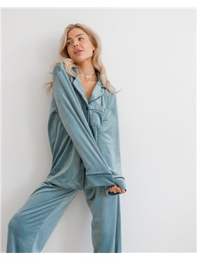 Піжама велюр Jeny на ґудзиках Фісташка 2