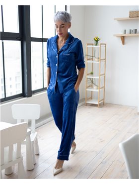 Піжама велюр Jeny на ґудзиках Електрик