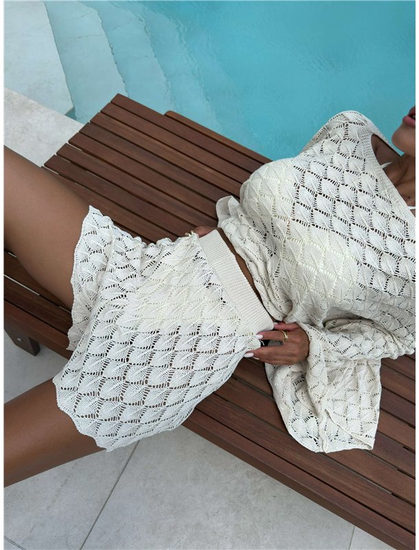 Літній костюм з м'якої в'язки, молочний 1544 Domino фото - Luxbikini