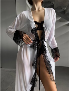 Прозорий халат з мереживним декоруванням 724/5-M Domino фото - Luxbikini