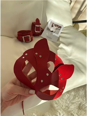 Шкіряна маска для рольових ігор, червона M14 Domino фото - Luxbikini