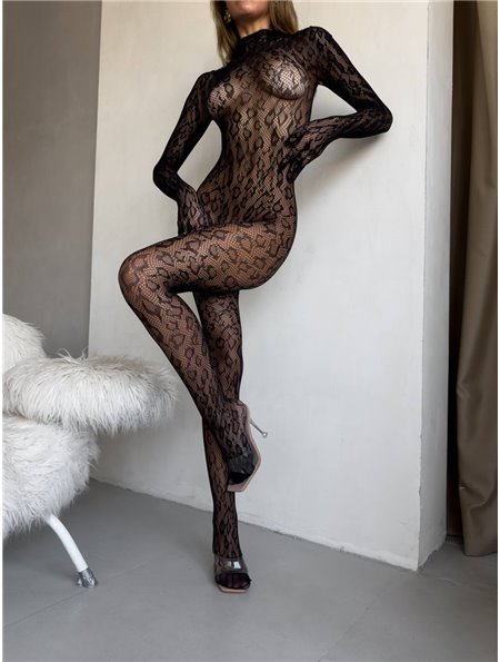 Закритий еротичний комбінезон бодістокінг в леопардовий принт М21 Domino фото - Luxbikini