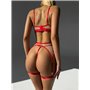 Еротичний комплект з прозорою сіткою, поясом, трусиками та каркасним ліфом 581/90-S Domino фото - Luxbikini