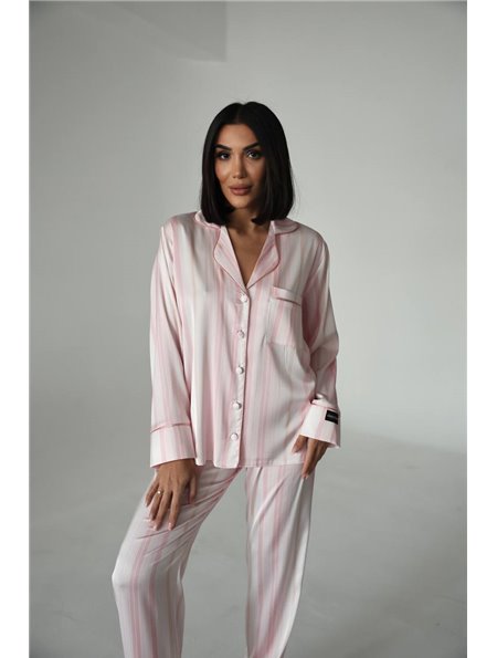 Сатинова піжама у рожеву смужк 1267-S Domino фото - Luxbikini