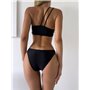 Жіночий купальник зі шлейками на одне плече, чорний  1503/87_S Domino фото - Luxbikini