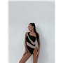Суцільний купальник на одне плече з сітчастими вставками 1128/112-S Domino фото - Luxbikini