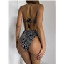 Жіночий купальник бандо з хвилястим візерунком, чорний  2851/19_S Domino фото - Luxbikini