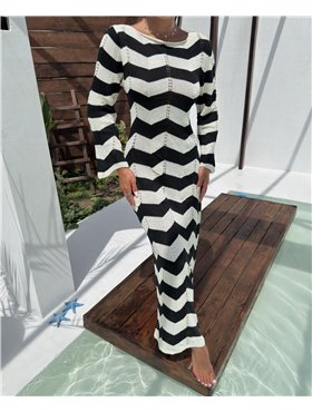 Сукня максі в трендовий чорно-білий зигзаговий візерунок 2895/013 Domino фото - Luxbikini