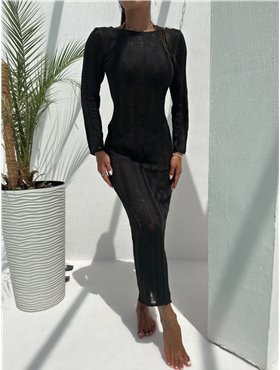 Сукня з довгим рукавом з напівпрозорої в’язаної тканини  2910-S Domino фото - Luxbikini