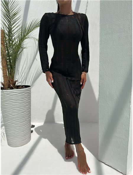 Сукня з довгим рукавом з напівпрозорої в’язаної тканини  2910-S Domino фото - Luxbikini