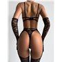 Еротичний комплект з ліфом, трусиками, поясом та рукавичками 481/116-S  фото - Luxbikini