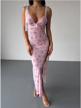 Пеньюар максі з розрізом по ніжці, квітковий  495/39-S Domino фото - Luxbikini