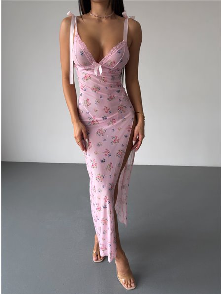 Пеньюар максі з розрізом по ніжці, квітковий  495/39-S Domino фото - Luxbikini