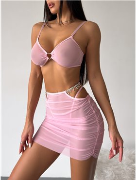 Еротичний сітчатий комплект білизни з камінцями 498/40-S Domino фото - Luxbikini