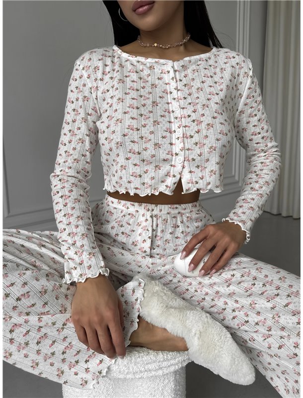 Жіноча піжама з вкороченим топом та штанцями 1007-S Domino фото - Luxbikini