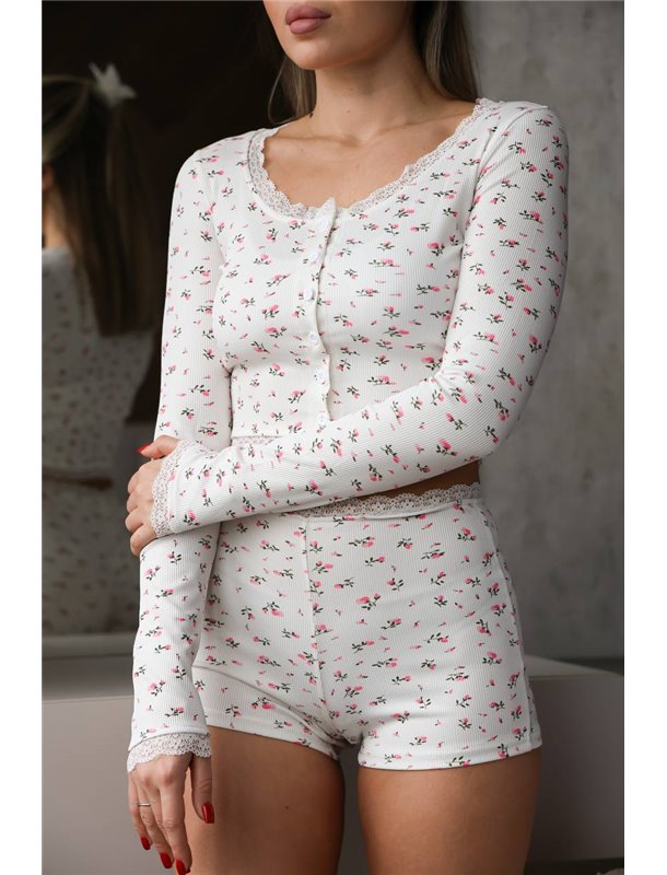Жіноча піжама шортиками з квітковим принтом 1009-S Domino фото - Luxbikini