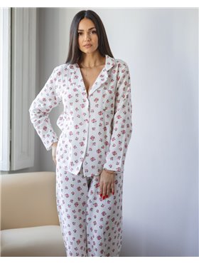 Жіноча піжама "Siena" тканина муслін Червоні квіти 5111 QC фото - Luxbikini