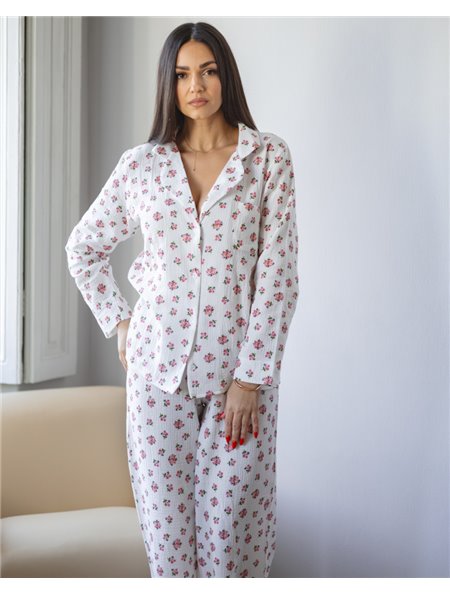 Жіноча піжама "Siena" тканина муслін Червоні квіти 5111 QC фото - Luxbikini