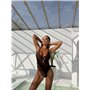 Суцільний коричневий купальник з акцентом на грудях 1133/82-S Domino фото - Luxbikini