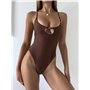 Купальник суцільний з металевою фурнітурою коричневий 1526/57-S Domino фото - Luxbikini
