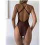 Купальник суцільний з металевою фурнітурою коричневий 1526/57-S Domino фото - Luxbikini