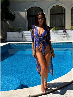 Купальник суцільний з парео у компелекті фіолетовий 2660/12-S Domino фото - Luxbikini