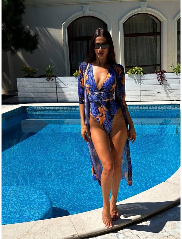 Купальник суцільний з парео у компелекті фіолетовий 2660/12-S Domino фото - Luxbikini