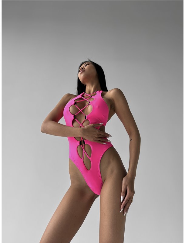Купальник суцільний зі шнурівкою рожевий 2779/60-S Domino фото - Luxbikini