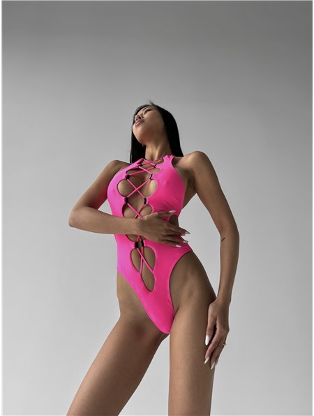 Купальник суцільний зі шнурівкою рожевий 2779/60-S Domino фото - Luxbikini