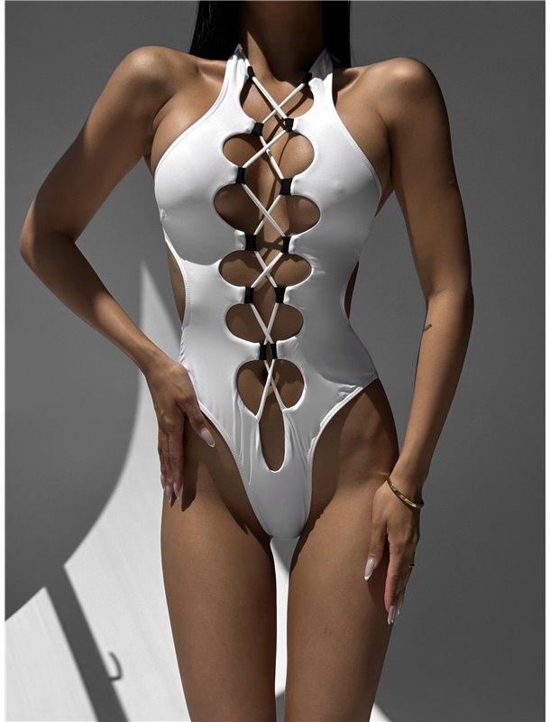 Купальник суцільний зі шнурівкою білий 2780/42-S Domino фото - Luxbikini