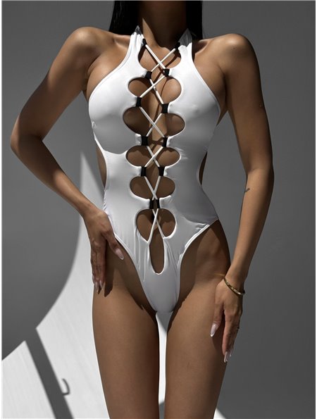 Купальник суцільний зі шнурівкою білий 2780/42-S Domino фото - Luxbikini