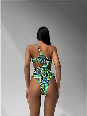 Купальник суцільний регулюється шнурівкою зелений 2790/43-S Domino фото - Luxbikini