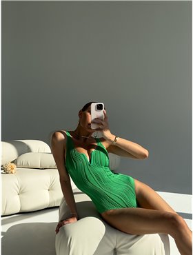 Купальник суцільний з фактурної тканини зелений 2797/6-S Domino фото - Luxbikini