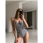 Купальник суцільний зі щільною чашкою леопардовий 2928/9-S Domino фото - Luxbikini