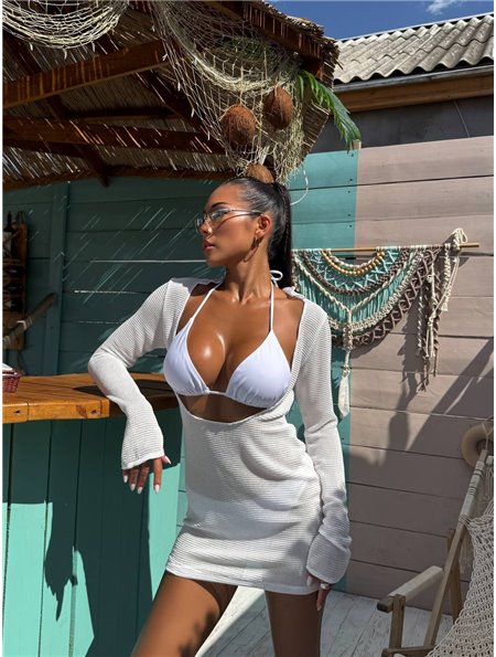 Білий купальник трійка з сукнею 1127/32-S Domino фото - Luxbikini