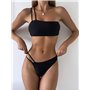 Жіночий купальник зі шлейками на одне плече, чорний  1503/87-S Domino фото - Luxbikini