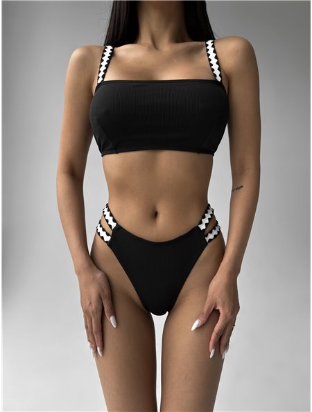 Купальник жіночий з білими шлейками, чорний 2766/38-S Domino фото - Luxbikini